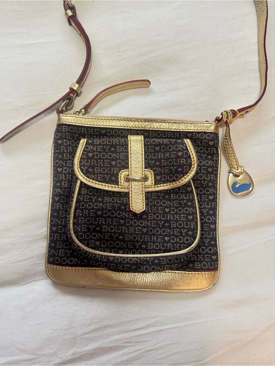 Dooney & Bourke Handbags - Dooney & Bourke Black with Gold Trim Logo Crossbody Bag